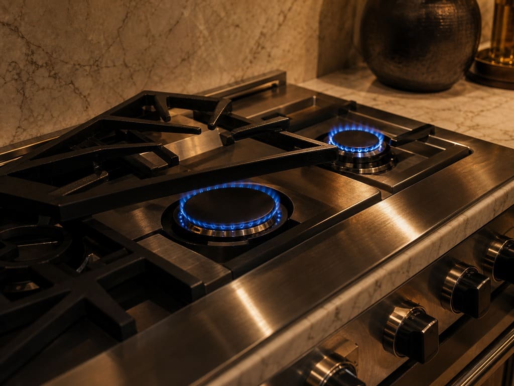 Viking gas cooktop burner repaired in a Castro Valley kitchen